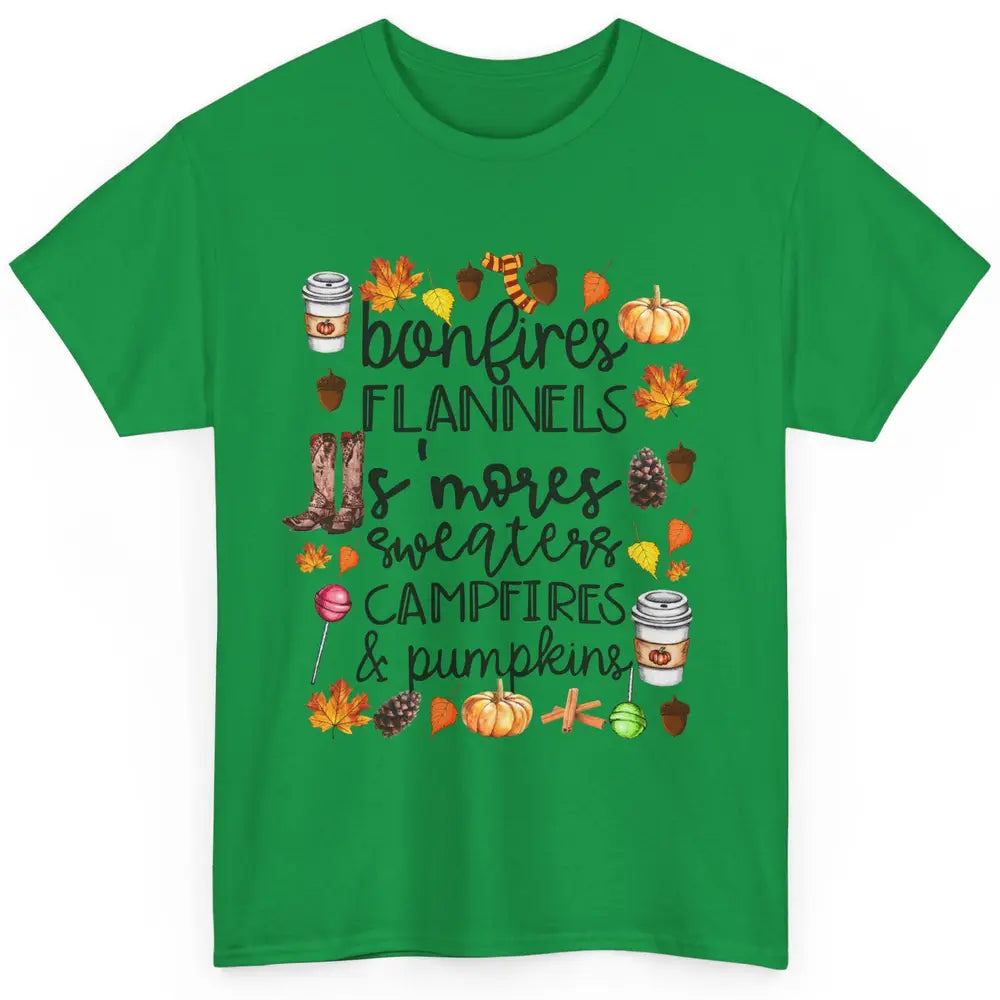 Fall Stuff Pumpkins Falling Leaves Campfire Halloween Autumn Classic Unisex T-Shirt