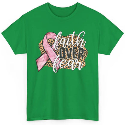 Faith Over Fear Breast Cancer Awareness Leopard Pink Ribbon Classic Unisex T-Shirt