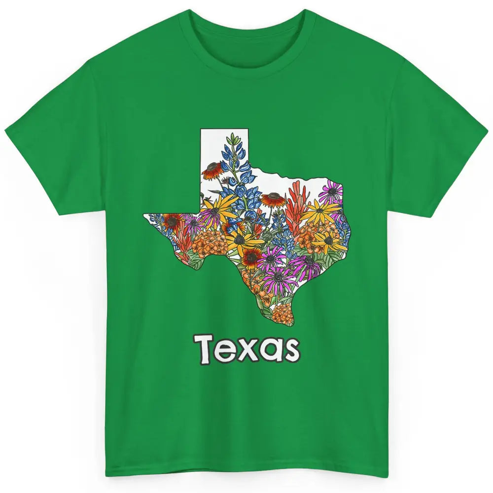 Texas Map Pride Wildflower Western Country Bluebonnet Flower Classic Unisex T-Shirt