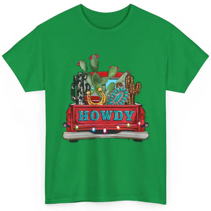 Howdy Truck Cactus Cowhide Western Christmas Gemstone Truck Classic Unisex T-Shirt