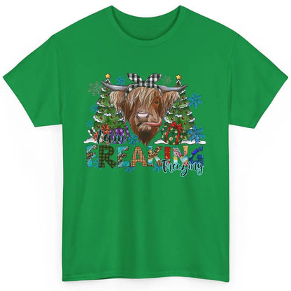 Highland Cow Bandana I'm Freaking Freezing Western Christmas Classic Unisex T-Shirt