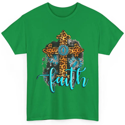 Western Gemstone Leopard Turquoise Cross Faith Jesus God Classic Unisex T-Shirt