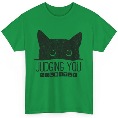 Funny Black Cat Judging You Silently Sarcastic Cat Mom Gift Classic Unisex T-Shirt