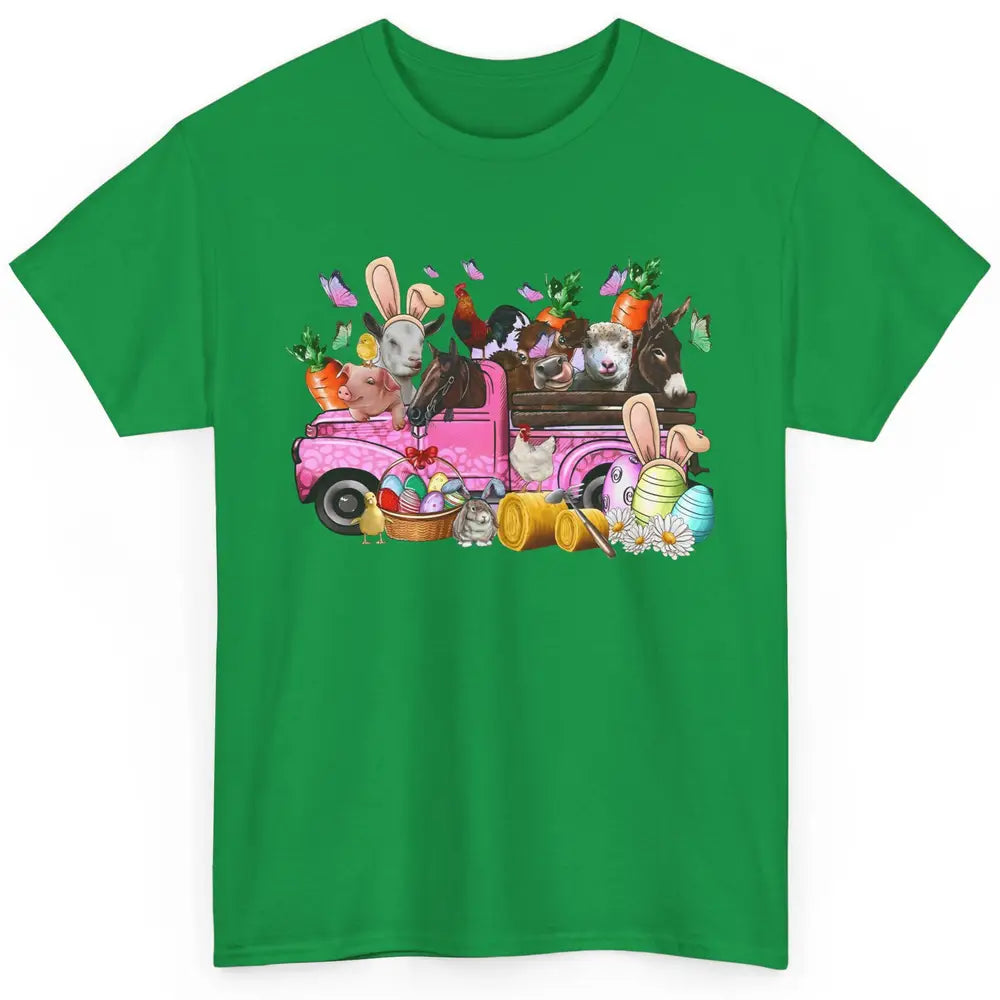 Easter Farm Truck With Easter Eggs Basket Animal Bunny Ears Classic Unisex T-Shirt