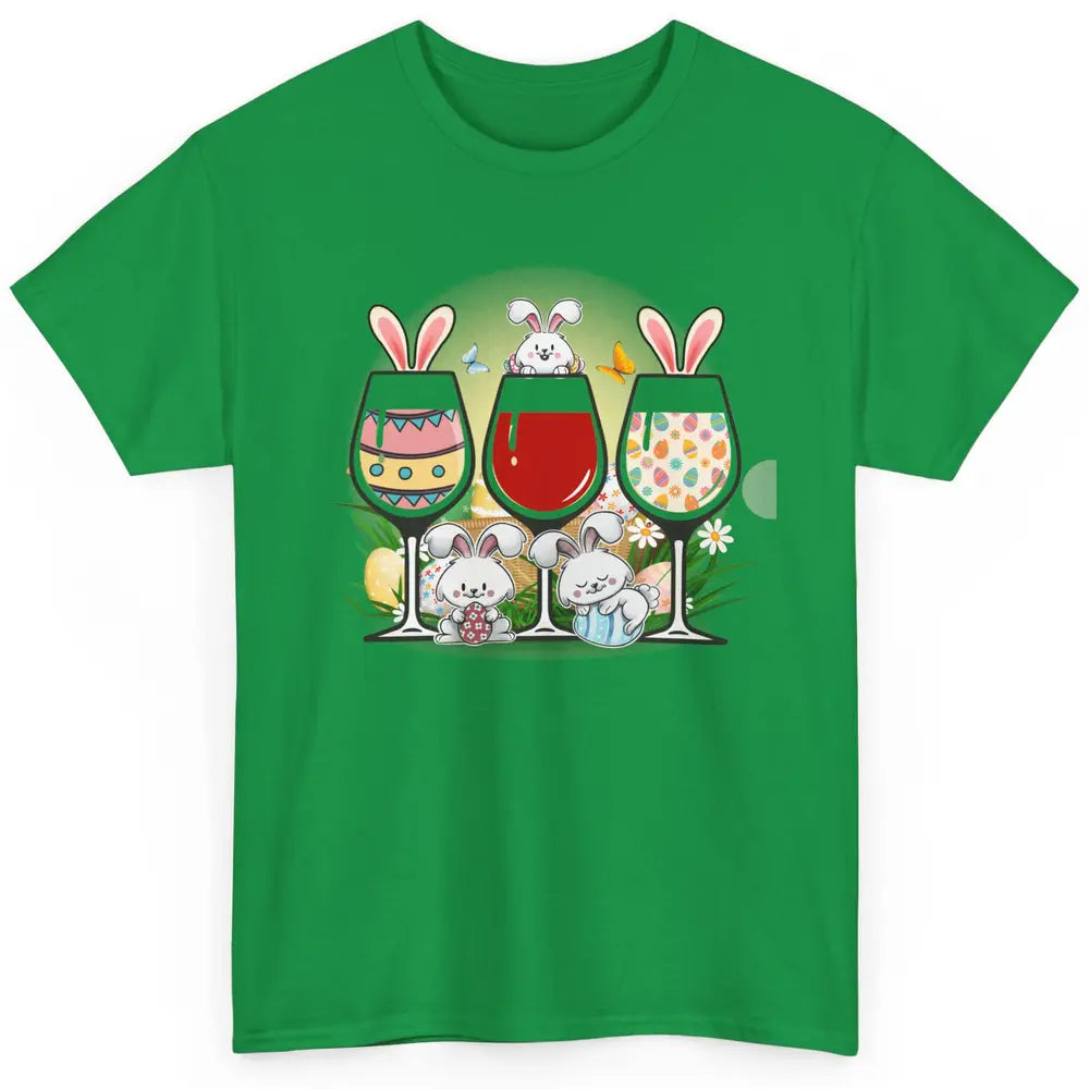 Floral Wine Glasses Easter Bunny Ears Rabbit Alcohol Egg God Classic Unisex T-Shirt