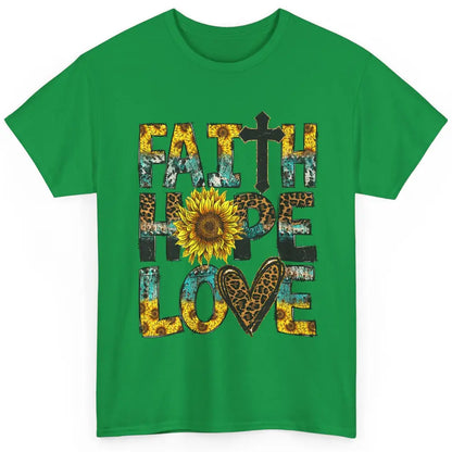 Faith Hope Love Sunflower Jesus Christian Leopard Religious Classic Unisex T-Shirt