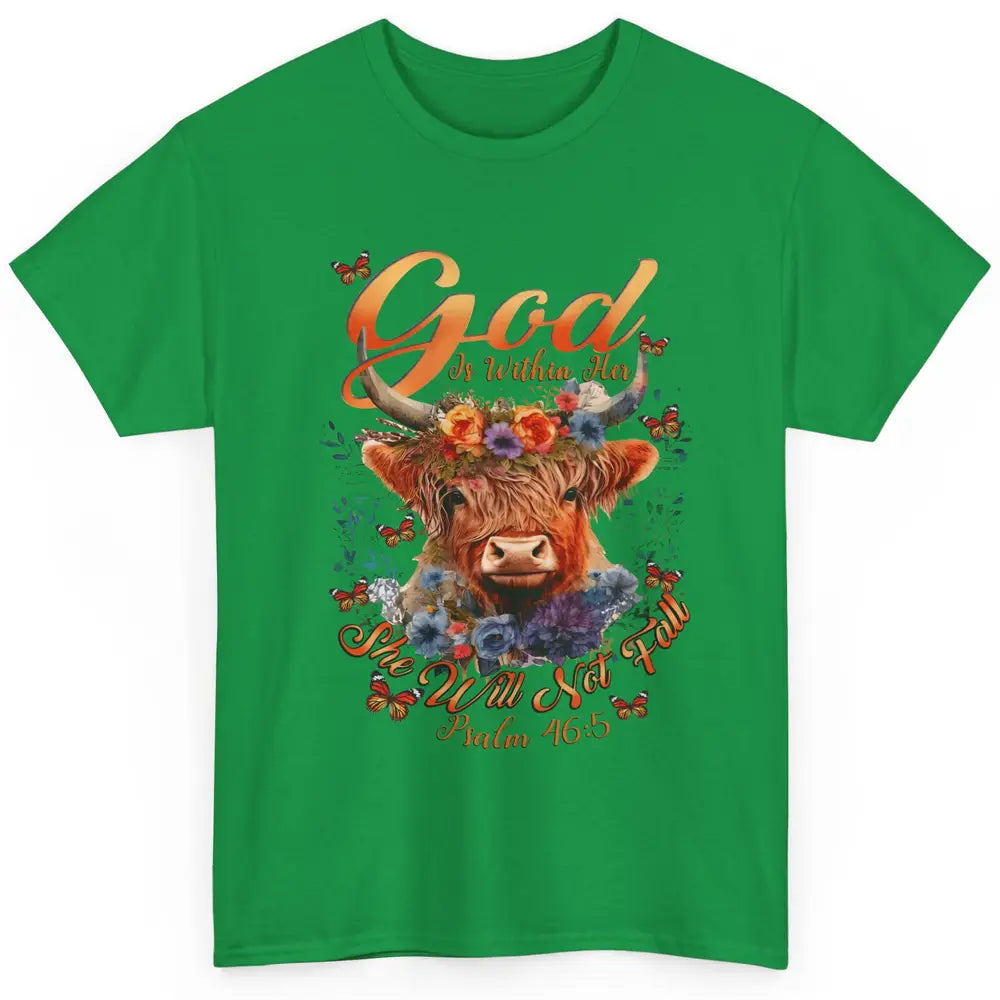 Christian Highland Cow God Is Within Her Bible Religious Classic Unisex T-Shirt