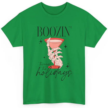 Boozin’ Through The Holidays Christmas Drinking Wine Glass Classic Unisex T-Shirt