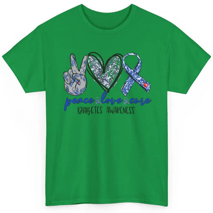 Diabetes Awareness Peace Love Cure Type 1 Diabetes Awareness Classic Unisex T-Shirt