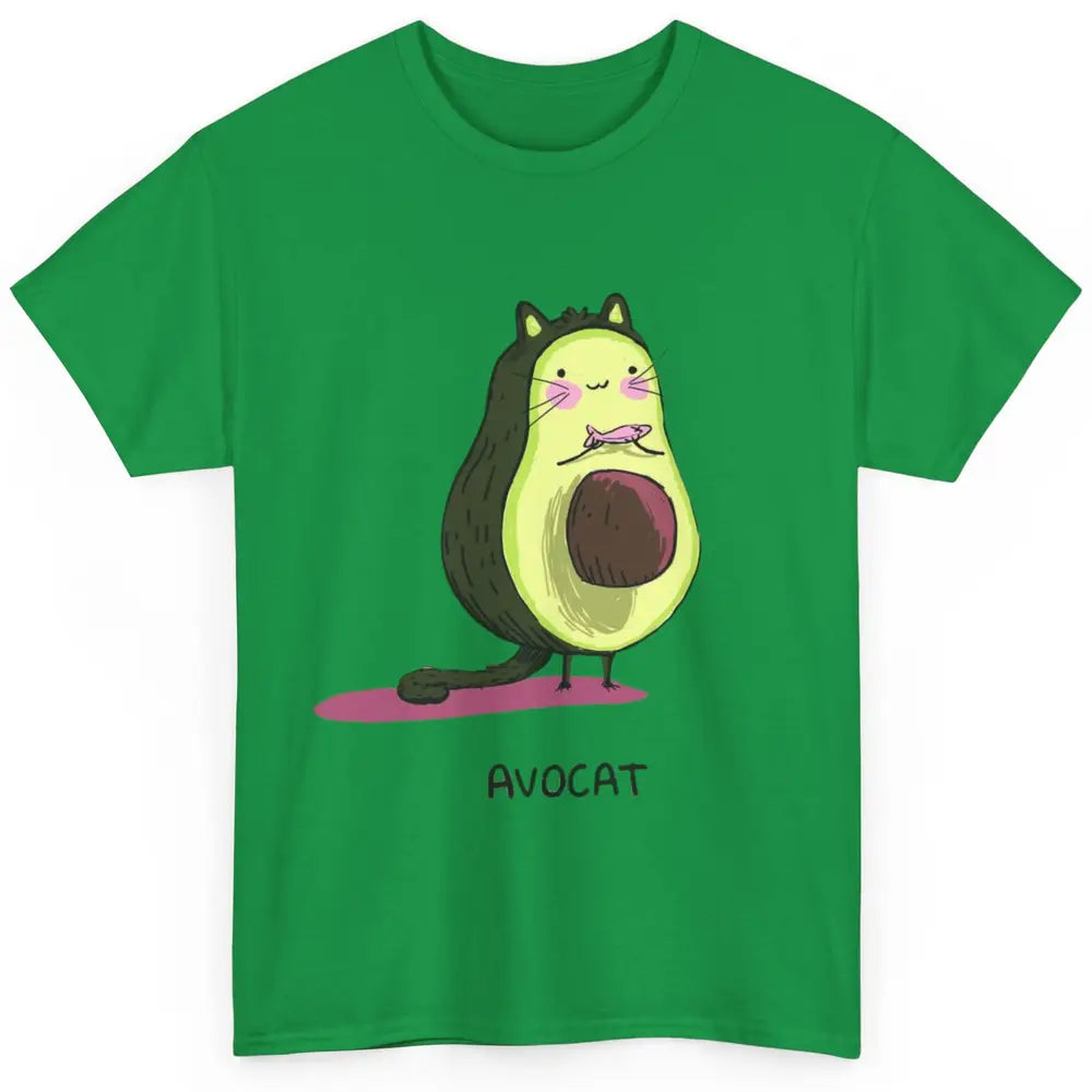 Cute Avocat Avocado Pink Cat Kitten Pun Healthy Vegan Veggie Classic Unisex T-Shirt