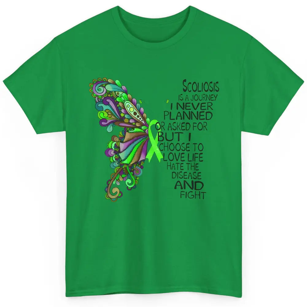 Scoliosis Is A Journey Scoliosis Awareness Butterfly Ribbon Classic Unisex T-Shirt