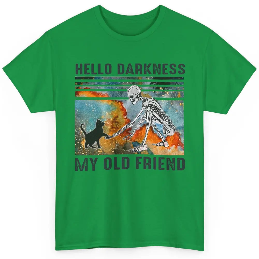 Black Cat And Skeleton Hello Darkness My Old Friend Cat Love Classic Unisex T-Shirt