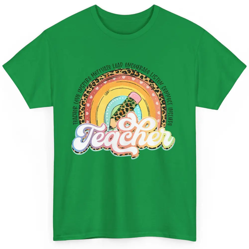 Teacher Life Love Inspire Motivate Appreciation Gift Rainbow Classic Unisex T-Shirt