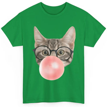 Funny Cat Blow Giant Bubble Gum Pink Glasses Sarcastic Pun Classic Unisex T-Shirt