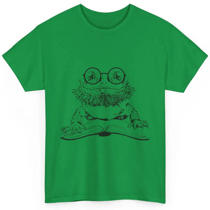 Bearded Dragon Glasses Reading Books Bookworm Funny Animal Classic Unisex T-Shirt