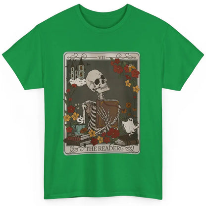 Retro Skeleton Reading Books The Reader Tarot Card Halloween Classic Unisex T-Shirt