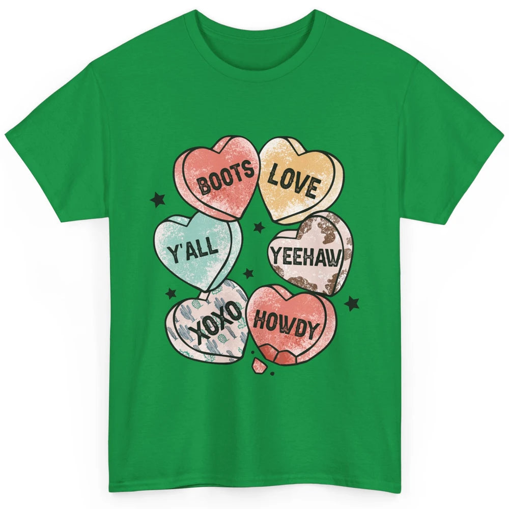 XOXO Love Cowboy Boots Howdy Cowgirl Hearts Western Country Happy Valentine's Day Yeehaw Vintage Cactus Classic Unisex T-Shirt