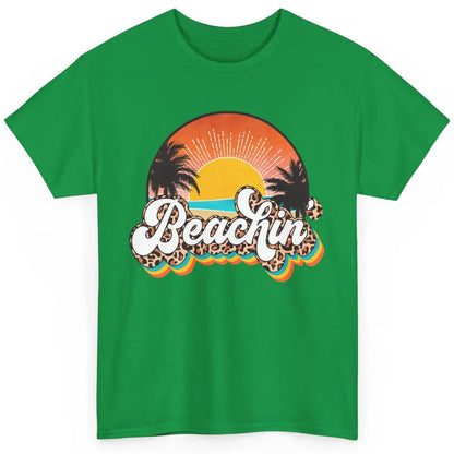 Beachin' Leopard Retro Summer Sunset Beach Lovers Vacation Classic Unisex T-Shirt