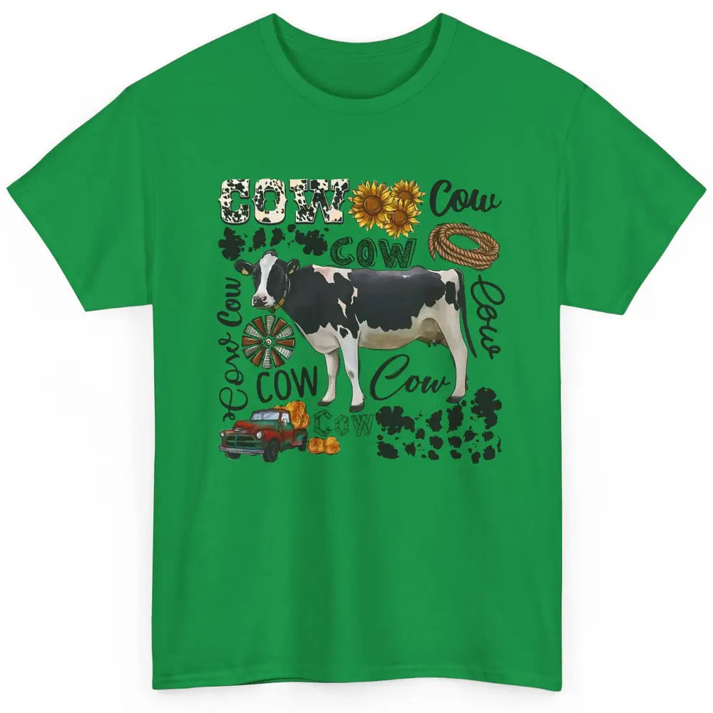 Cow Western Country Cow Sunflower Truck Farm Life Farmer Classic Unisex T-Shirt