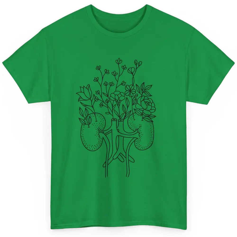 Floral Kidney Anatomy Two Kidneys Human Body Anatomy Classic Unisex T-Shirt