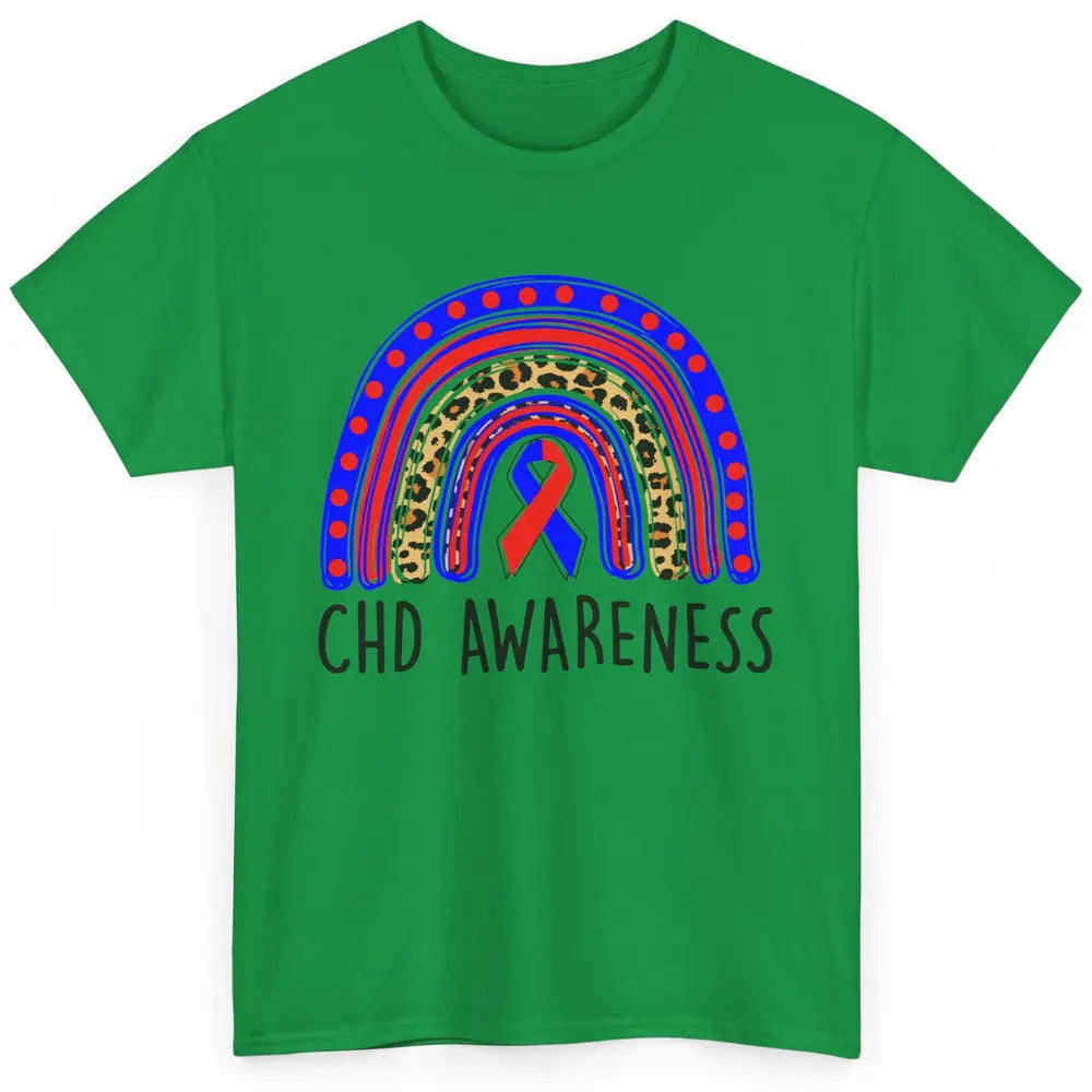 CHD Congenital Heart Disease Awareness Leopard Rainbow Gift Classic Unisex T-Shirt