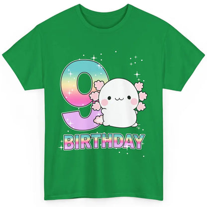 Cute Axolotl 9th Birthday Girl Boy 9 Years Old Birthday Gift Classic Unisex T-Shirt