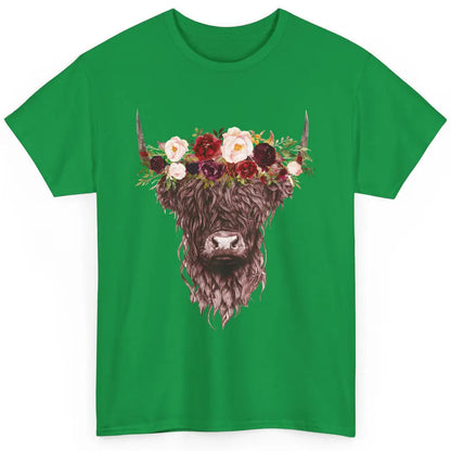 Floral Highland Cow Western Farm Animals Highland Cow Lovers Classic Unisex T-Shirt