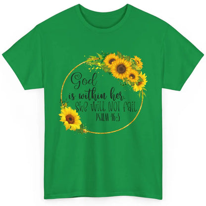 Floral Christian God Is Within Her She Will Not Fall Bible Classic Unisex T-Shirt