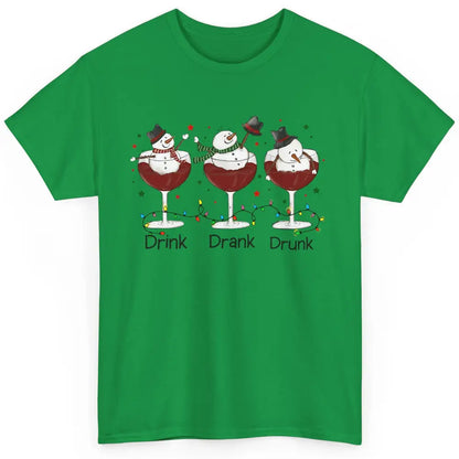 Funny Snowman Wine Christmas Drink Drank Drunk Christmas Classic Unisex T-Shirt