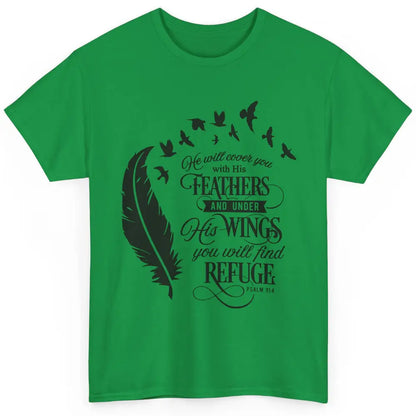 Christian He Will Cover You With His Feathers Bible Verse Classic Unisex T-Shirt