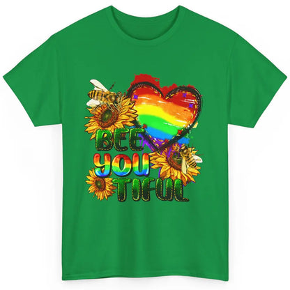 Bee You Tiful Pride Heart Rainbow Sunflower LGBT Pride Month Classic Unisex T-Shirt