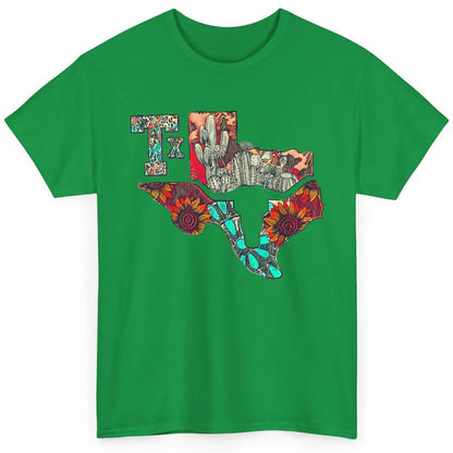 Texas Map Boho Texas State Leopard Western Desert Cactus Classic Unisex T-Shirt