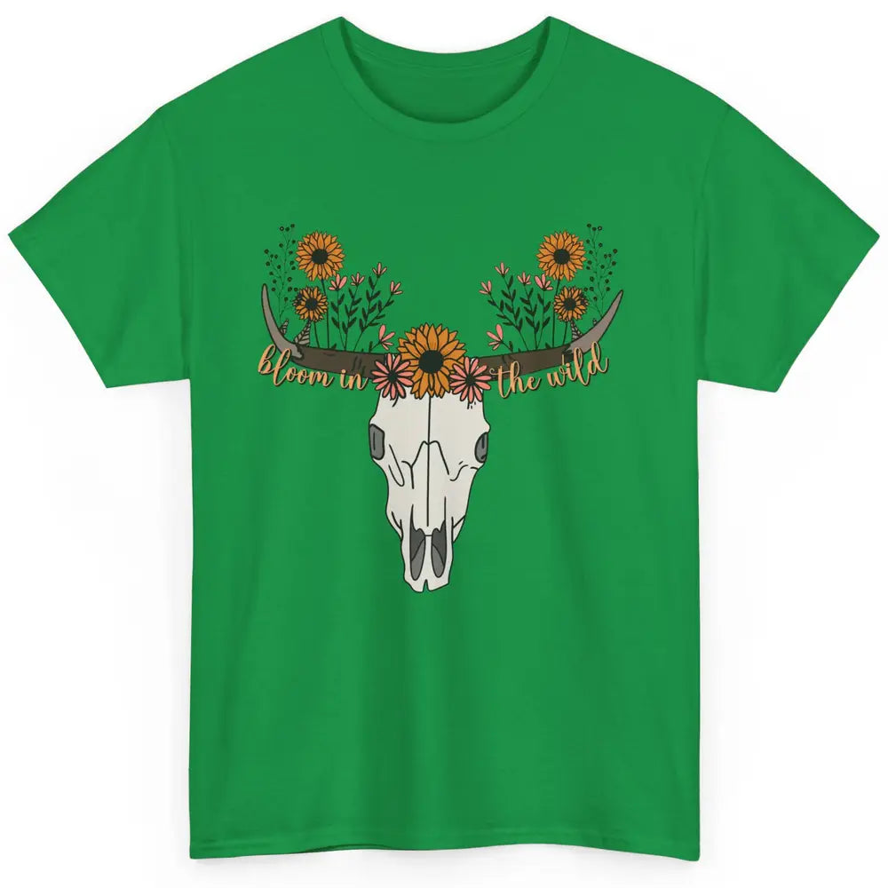 Cow Skull Bloom In The Wild Western Bull Skull Wildfloral Classic Unisex T-Shirt