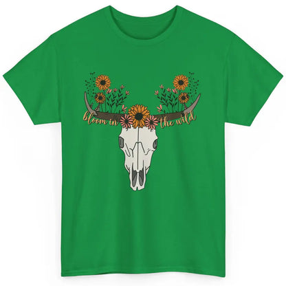 Cow Skull Bloom In The Wild Western Bull Skull Wildfloral Classic Unisex T-Shirt