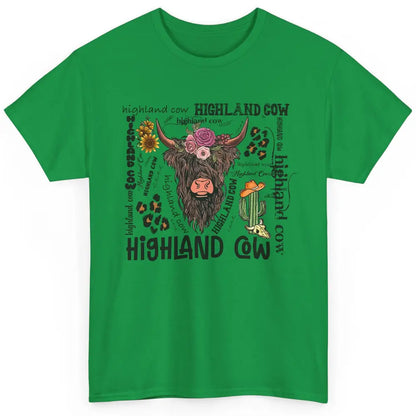 Floral Highland Cow Heifer Cactus Western Country Cowboy Classic Unisex T-Shirt