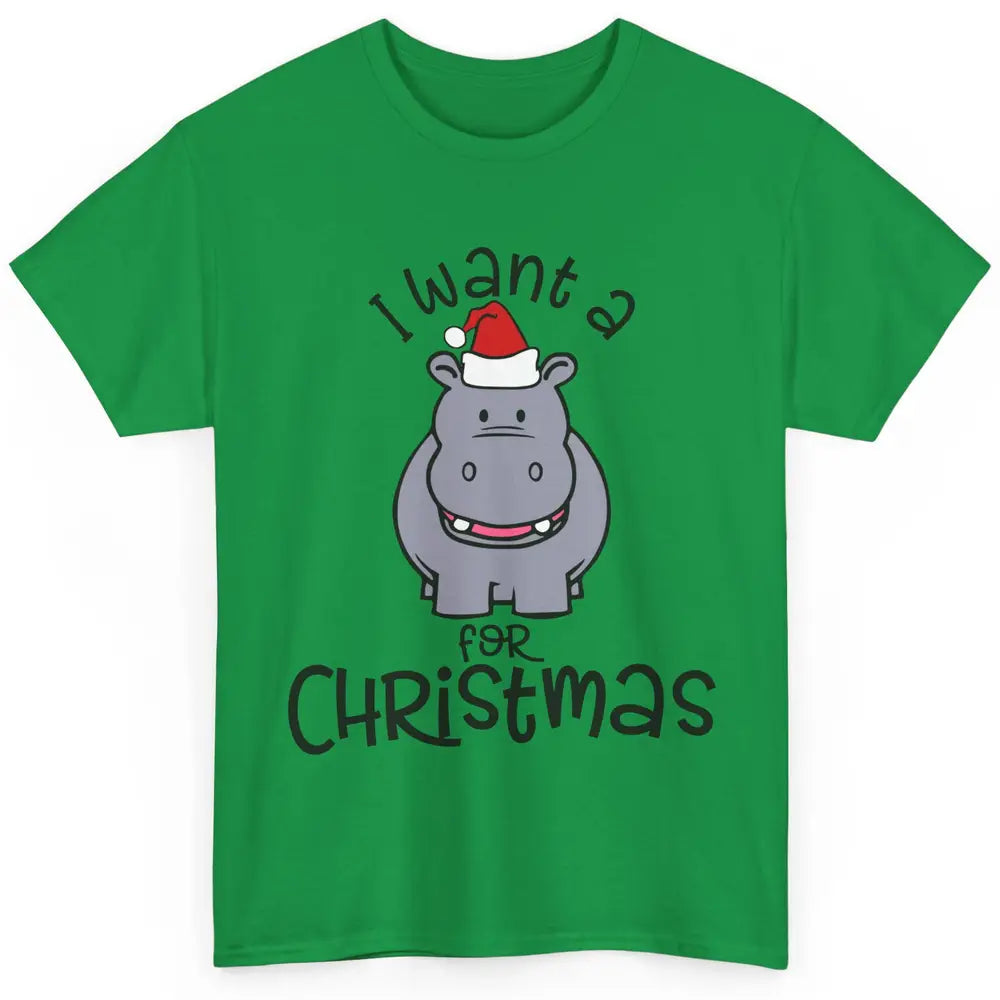 Funny I Want A Hippopotamus For Christmas Tree Hippo Santa Classic Unisex T-Shirt