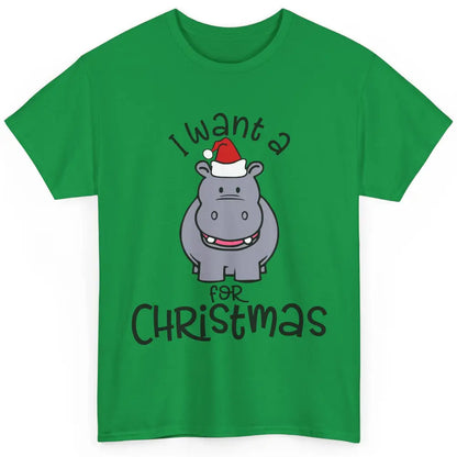 Funny I Want A Hippopotamus For Christmas Tree Hippo Santa Classic Unisex T-Shirt