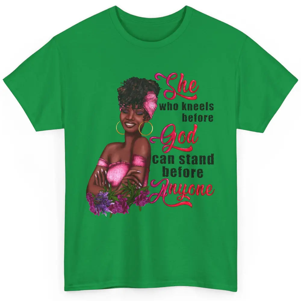 Black Girl She Who Kneels Before God Christian Afro Women Classic Unisex T-Shirt