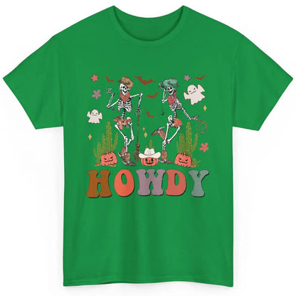 Retro Skeleton Cowboy Dancing Howdy Halloween Western Fall Classic Unisex T-Shirt