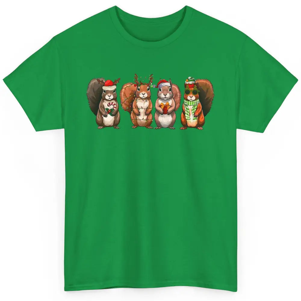 Squirrel Christmas Lights Funny Squirrel Santa Xmas Holiday Classic Unisex T-Shirt