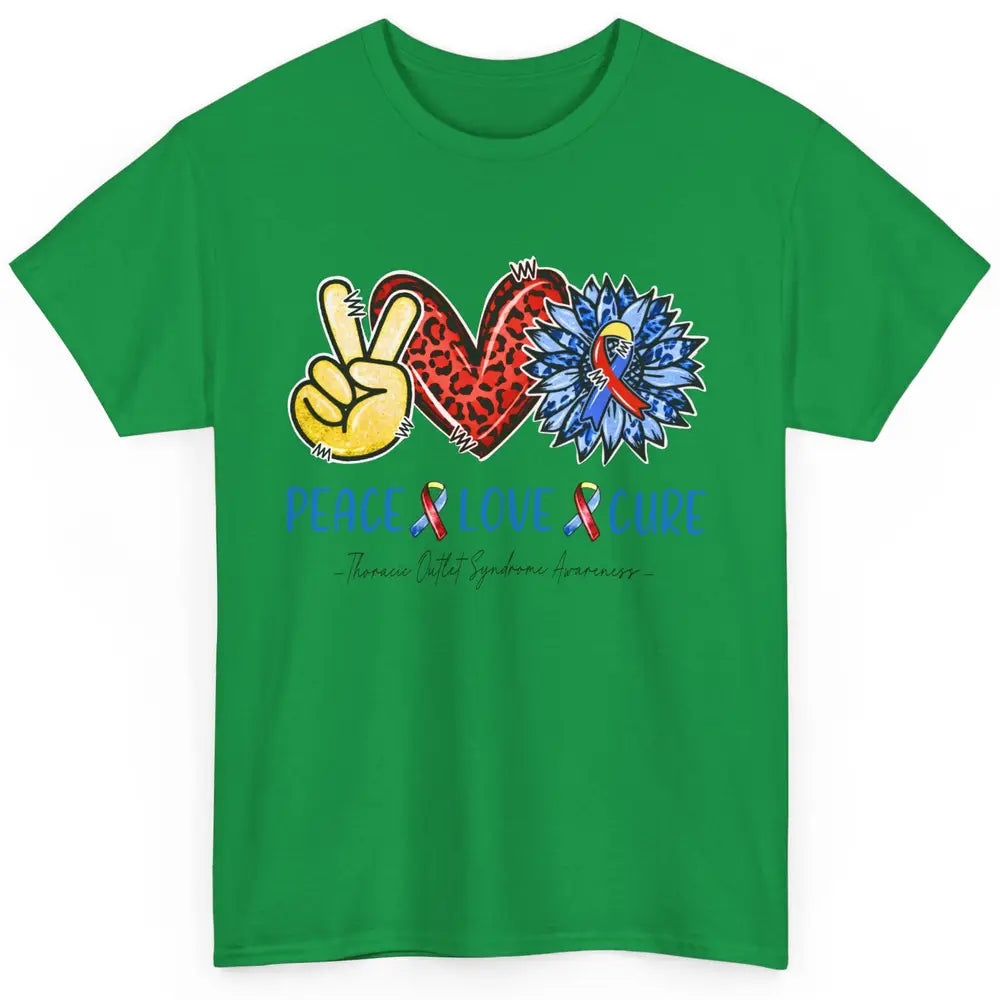 Thoracic Outlet Syndrome Awareness Peace Love Cure Sunflower Classic Unisex T-Shirt