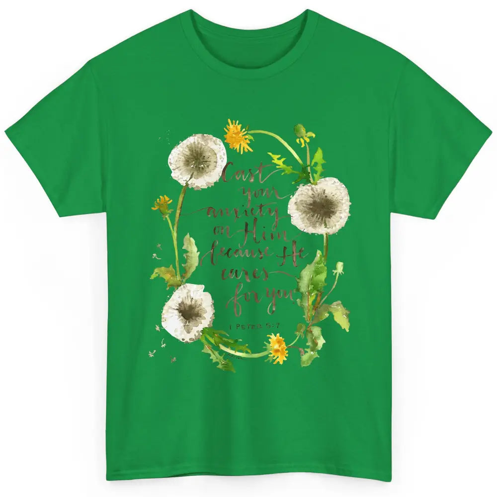 Floral Christian Faith Cast Your Anxiety On Him Bible Verse Classic Unisex T-Shirt