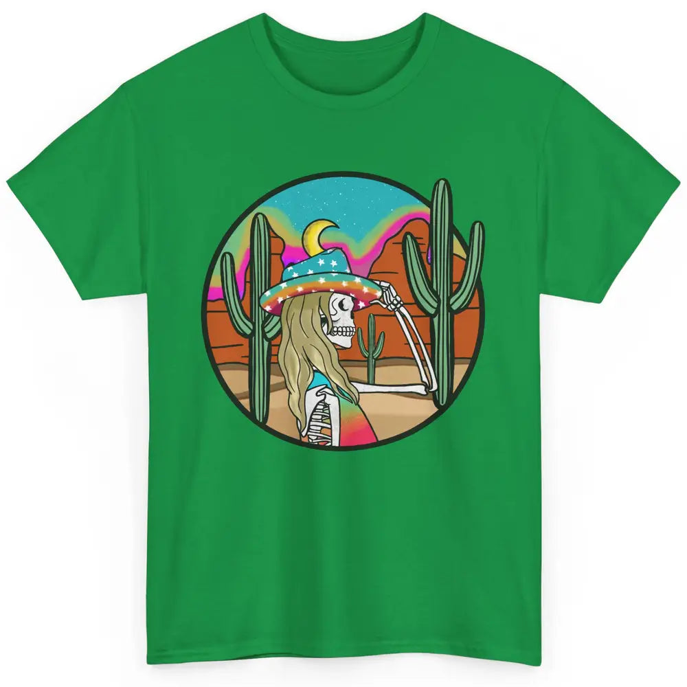 Cosmic Skeleton Cowgirl Desert Cactus Western Country Cowboy Classic Unisex T-Shirt