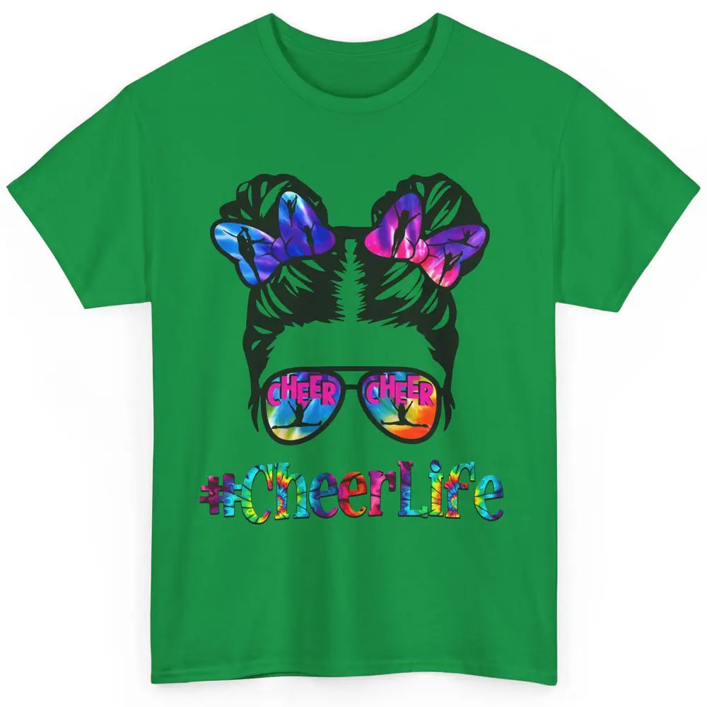 Cheerleading Kid Messy Bun Cheer Life Tie Dye Cheerleader Classic Unisex T-Shirt