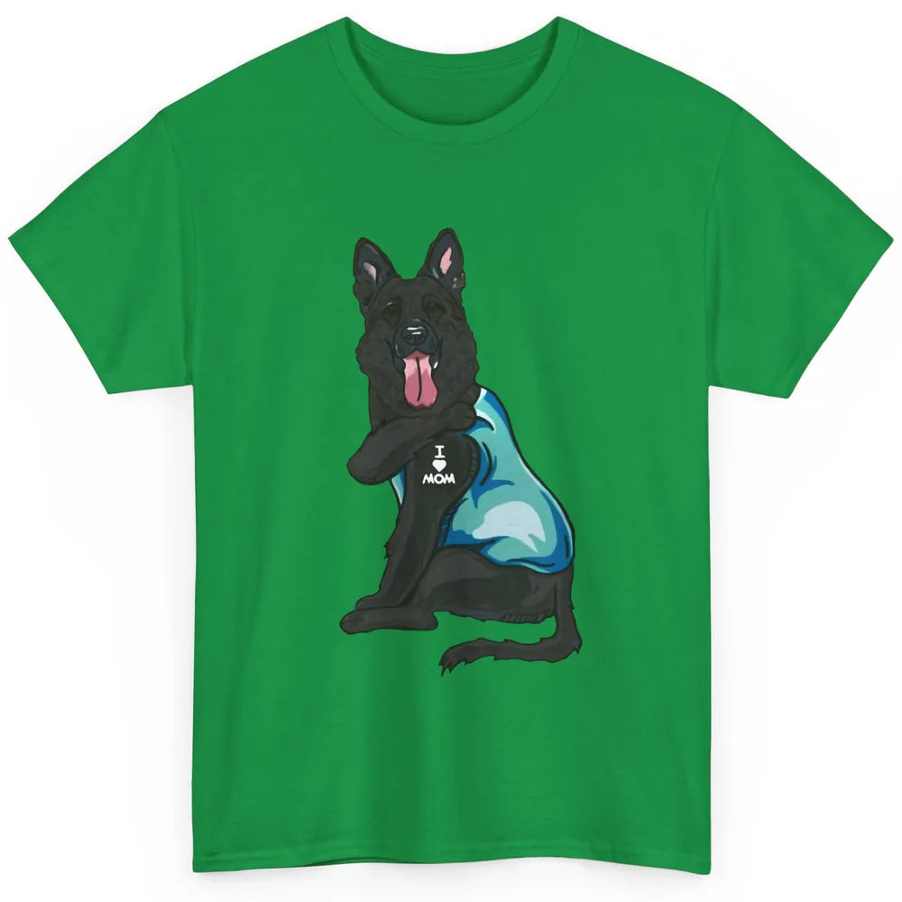 Black German Shepherd I Heart Mom Dog Mom Mother's Day Gift Classic Unisex T-Shirt