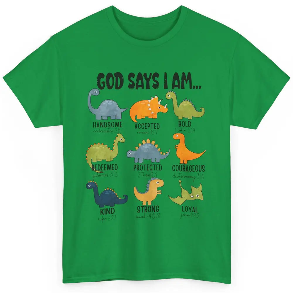 Christian Dinosaurs God Says I Am Bible Verse Kid Girl Boy Classic Unisex T-Shirt