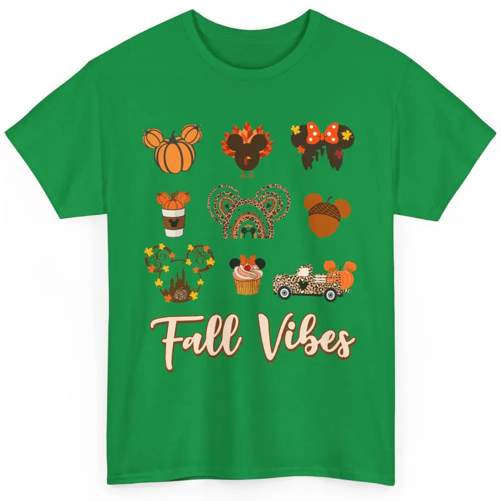 Retro Fall Vibes Pumpkin Turkey Halloween Fall Thanksgiving Classic Unisex T-Shirt