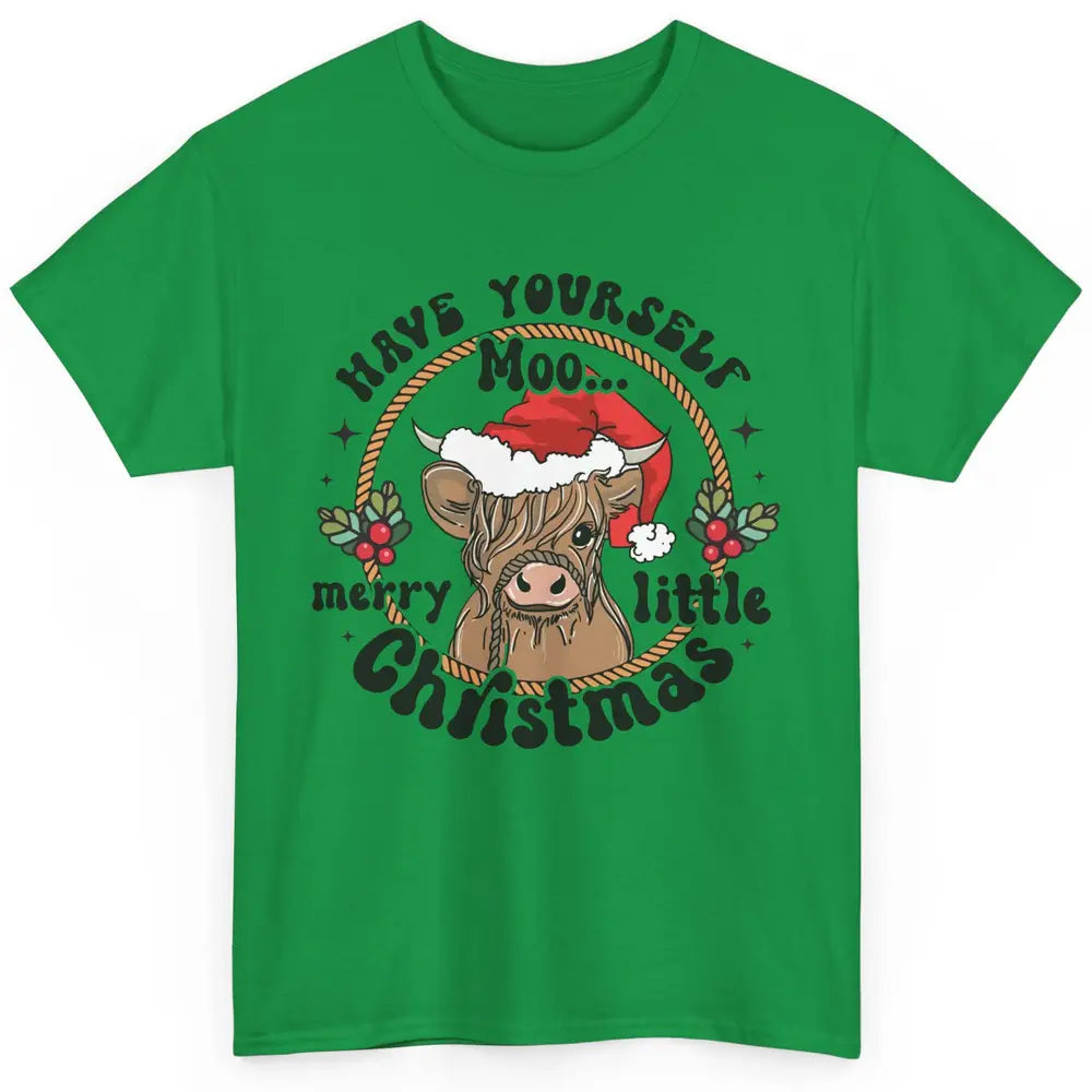 Have Yourself Merry Little Christmas Cow Santa Hat Xmas Gift Classic Unisex T-Shirt