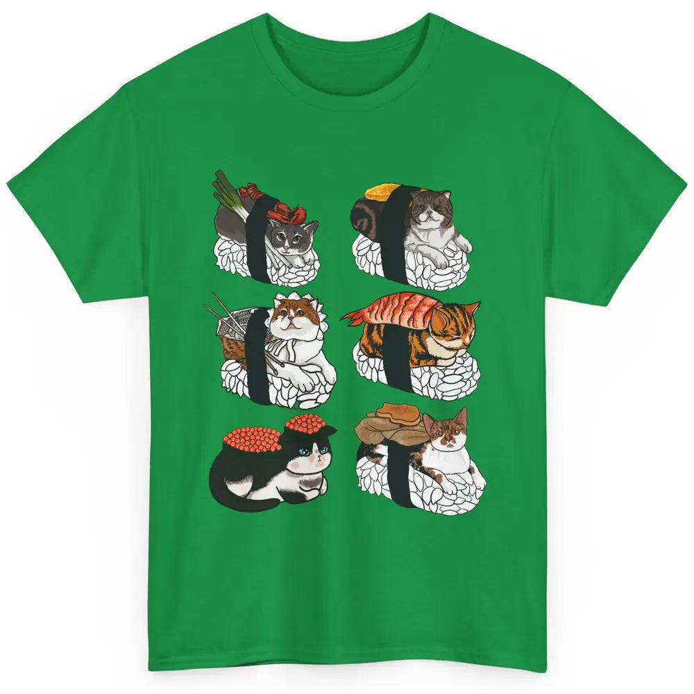 Funny Cat Sushi Roll Cute Japanese Kawaii Kitten Lovers Gift Classic Unisex T-Shirt