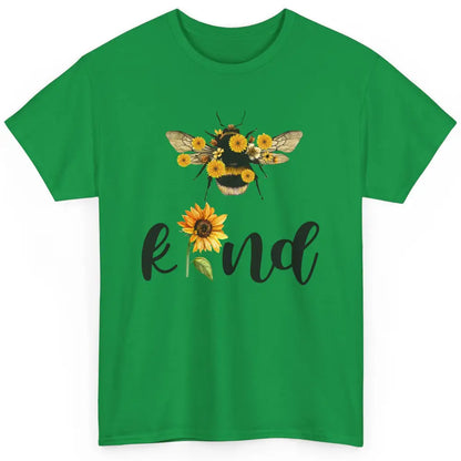 Bee Kind Be Cute Graphic Sunflower Inspirational Sayings Classic Unisex T-Shirt